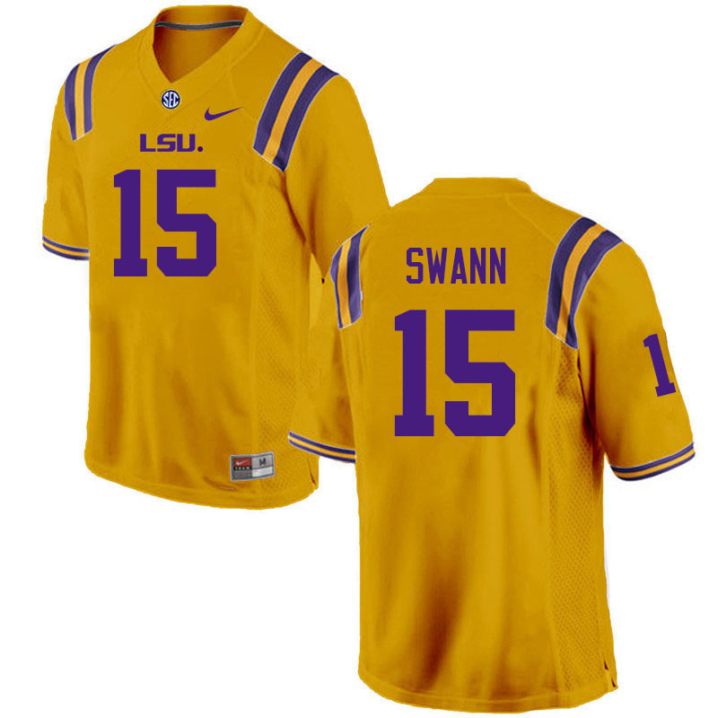 Men #15 AJ Swann LSU Tigers College Football Jerseys Stitched-Gold